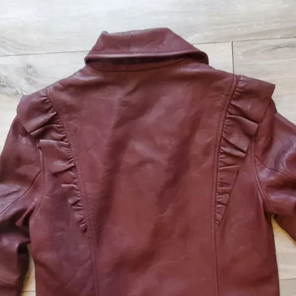 Paige Women's Annika lamb Leather dark red Moto Jacket Sz S NWT - Picture 9 of 16